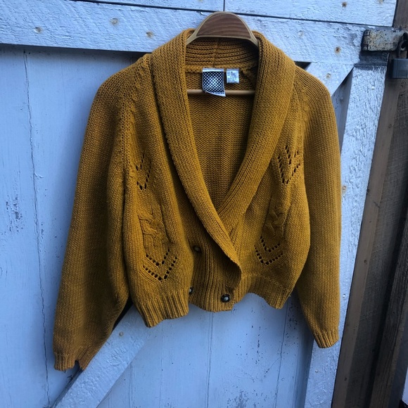 Vintage Sweaters - 90s vintage mustard knit sweater